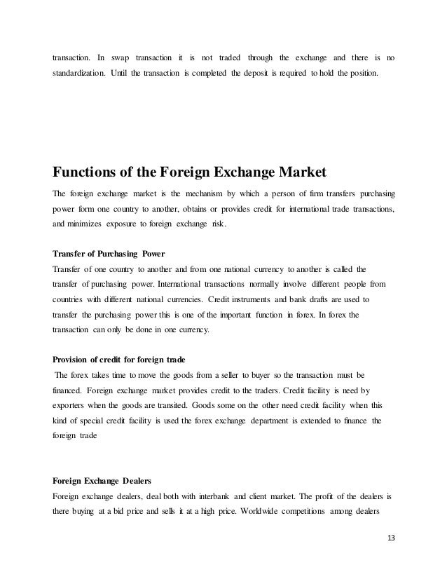 Project Of Foreign Exchange Market - 